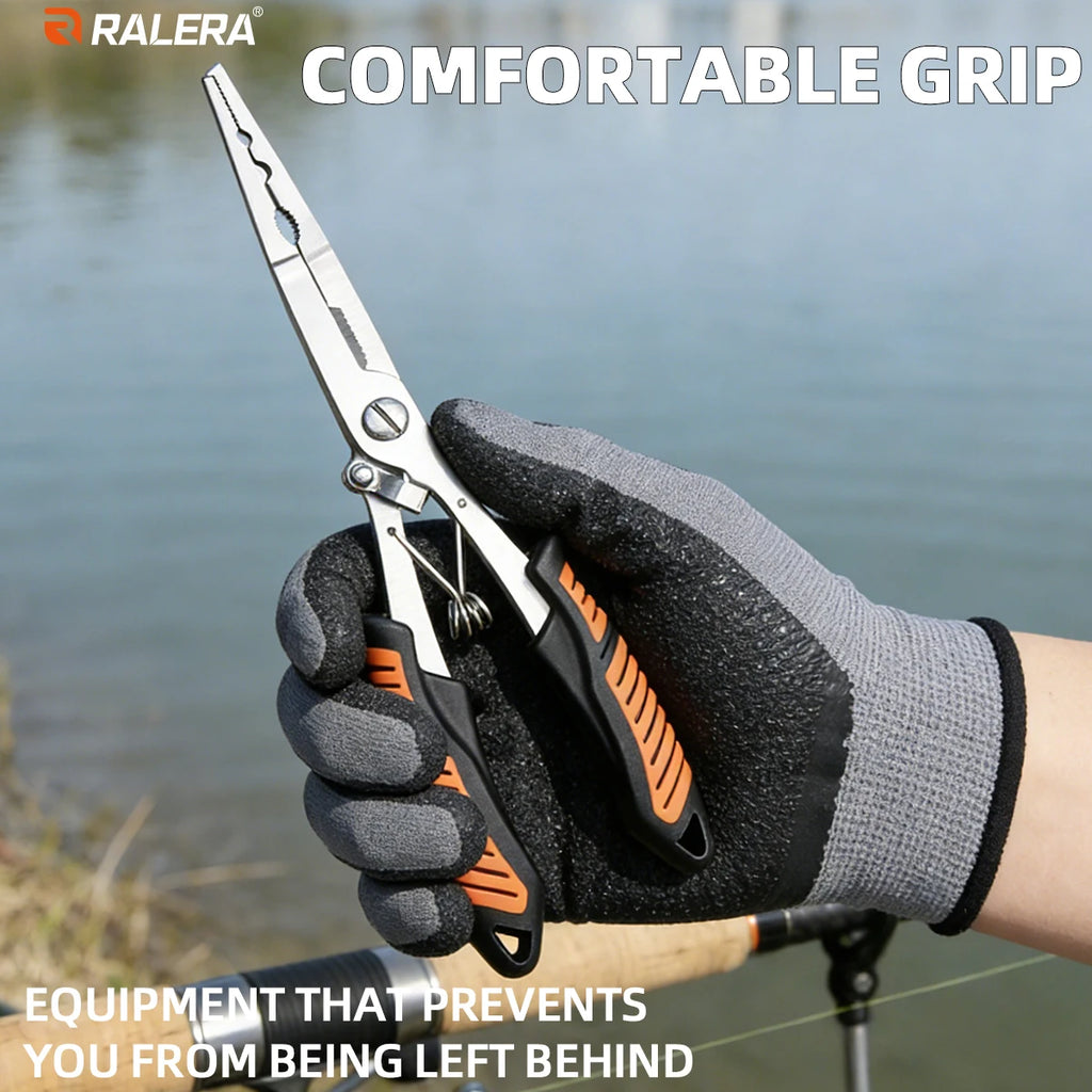 Professional fishing gear set: line cutter, ring opener, fishing pliers, fish clamp, storage bag, durable fishing equipment