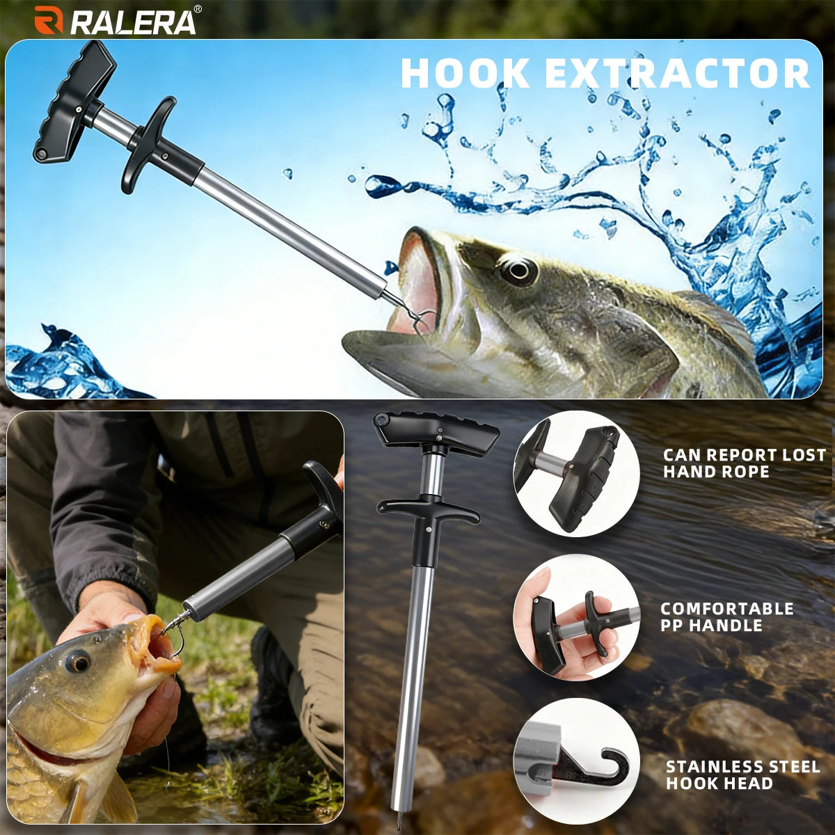 Professional fishing gear set: line cutter, ring opener, fishing pliers, fish clamp, storage bag, durable fishing equipment