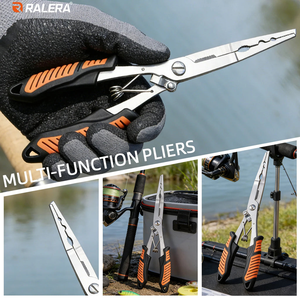 Professional fishing gear set: line cutter, ring opener, fishing pliers, fish clamp, storage bag, durable fishing equipment